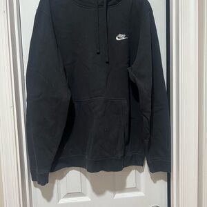 Nike Men's Black Hoodie with White Logo